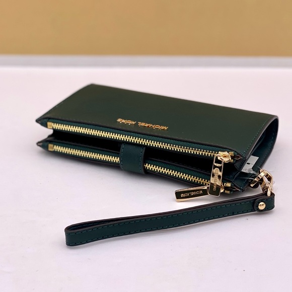 Michael Kors DoubleZip Wallet Wristlet Phone Case Racing Green - Picture 8 of 15